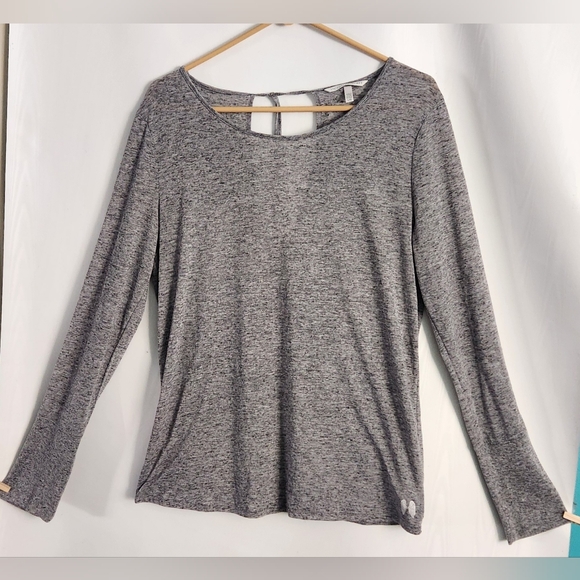 Victoria's Secret Tops - Victoria Secret Gray Heather Long Sleeve Open Back Angel Wings Womens Top Size L